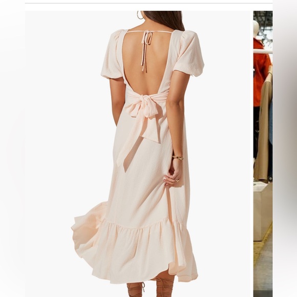 Yellow Floral Dress- ASTR the Label Tie Back Dress- Midi Dress-NWOT - Picture 3 of 15